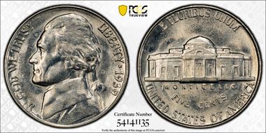 1939 5C Reverse of 1940 MS63