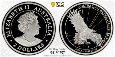 2019-P $2 Wedge-Tailed Eagle Piedfort PR70DCAM