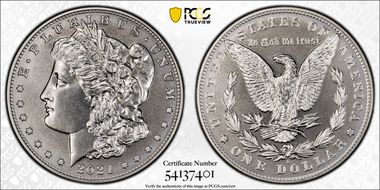 2021-D $1 Morgan Dollar 100th Anniversary MS69