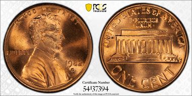 1982-D 1C Zinc, Small Date MS67RD