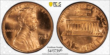 1982 1C Zinc Large Date MS66RD