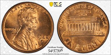 1982-D 1C Bronze MS65RD