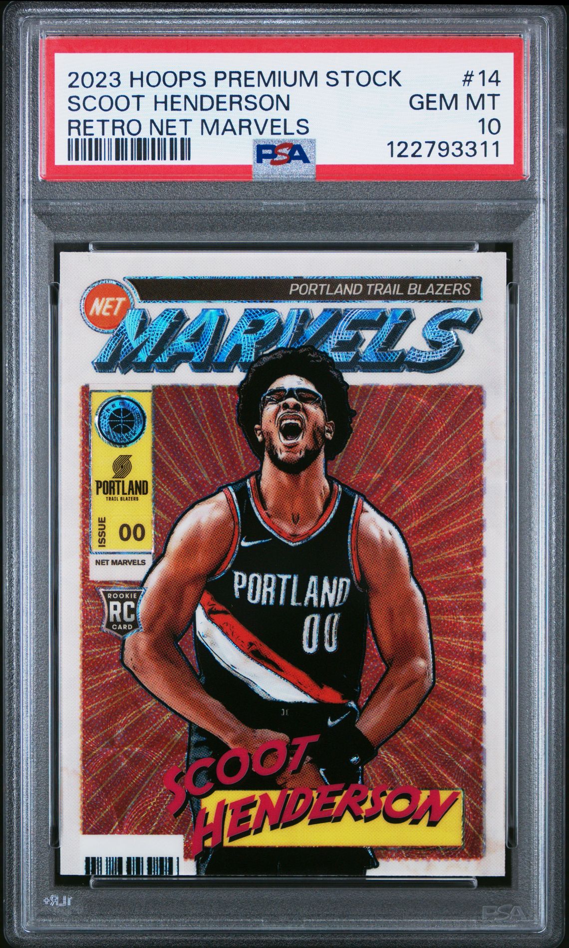 2023 Panini PANINI HOOPS PREMIUM STOCK RETRO NET MARVELS #14 Scoot Henderson front