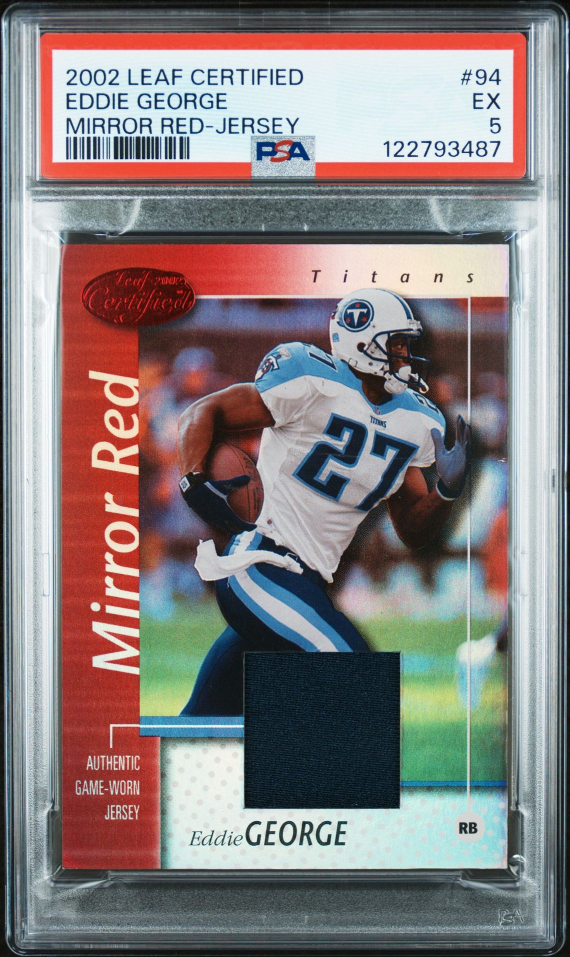 2002 Leaf LEAF CERTIFIED MIRROR RED-JERSEY #94 Eddie George front