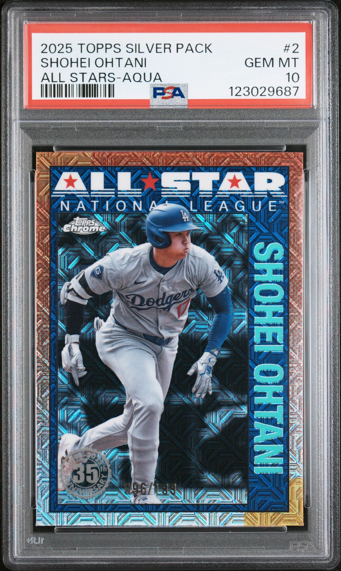 2025 Topps TOPPS SILVER PACK 1990 CHROME ALL STARS ALL STARS-AQUA #2 Shohei Ohtani front