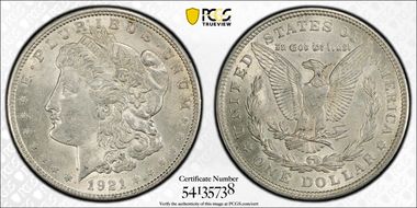 1921 $1 Morgan AU55