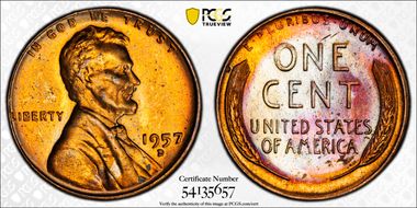 1957-D 1C MS65RB