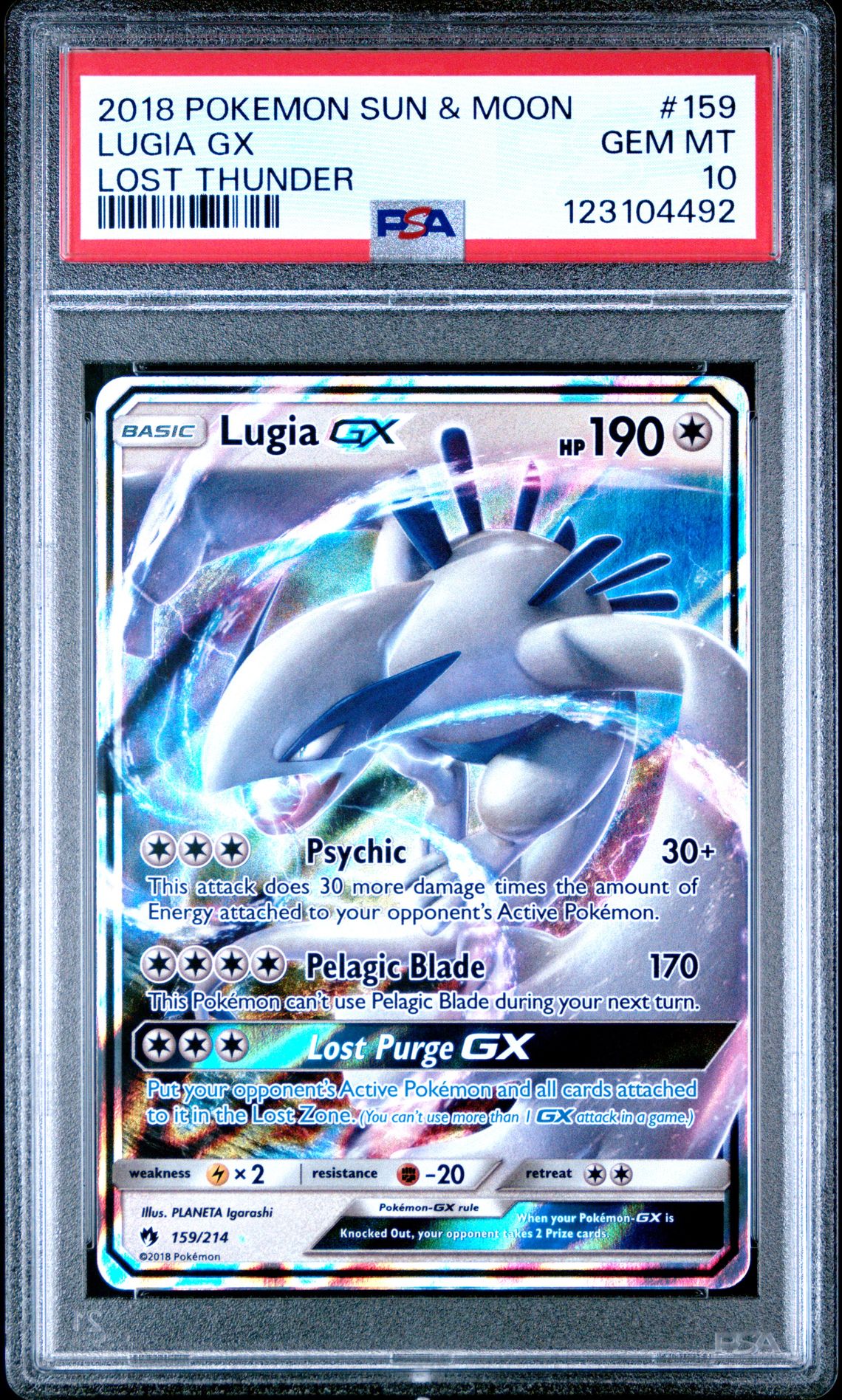 2018 Pokemon POKEMON SUN & MOON LOST THUNDER #159 Lugia Gx front