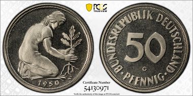 1950-G 50 Pfg DEUTSCHLAND PR66CAM