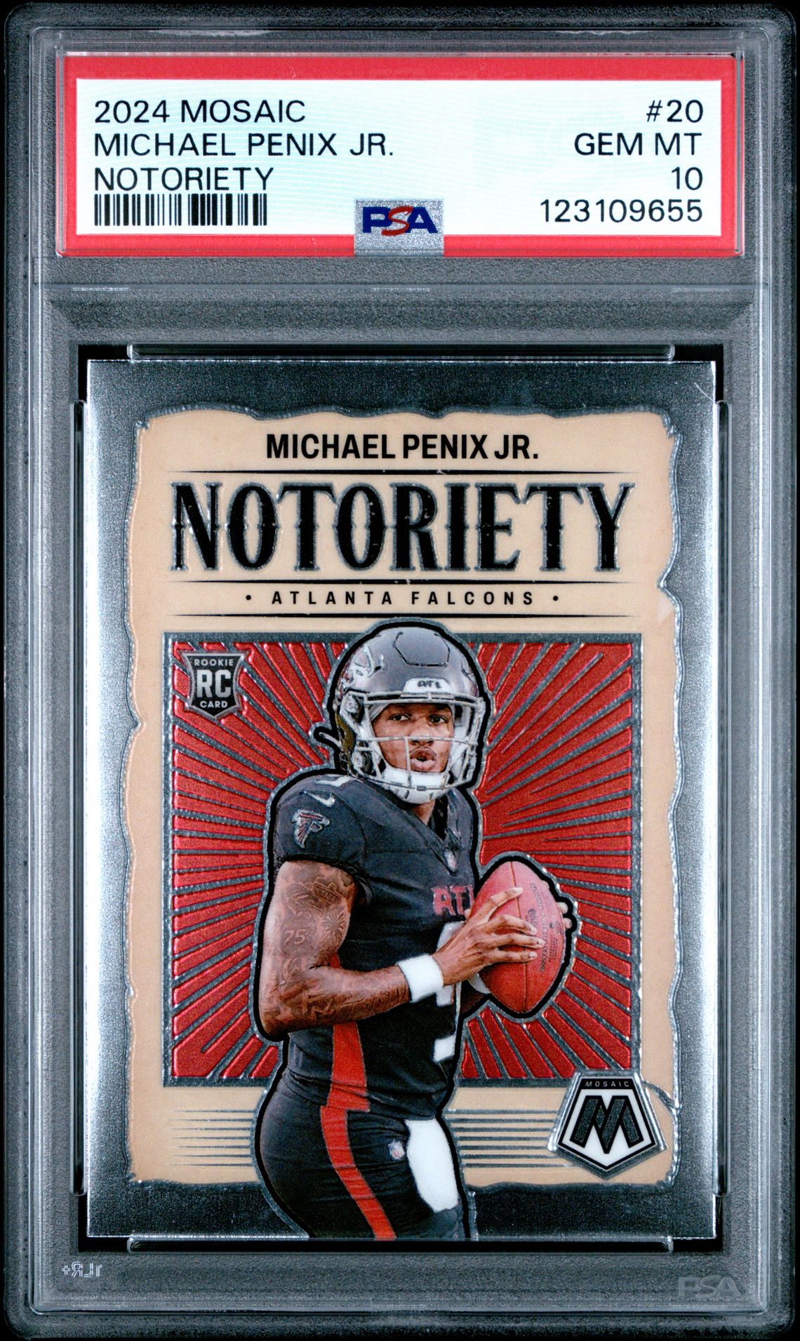 2024 Panini Mosaic Notoriety Michael Penix Jr. #20 Gem Mt 10 front