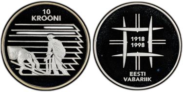 1998 10 Kr Independence 80th Anniversary PL69