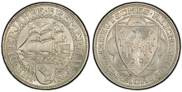 1927-A 5 Mk Bremerhaven J-326 MS66