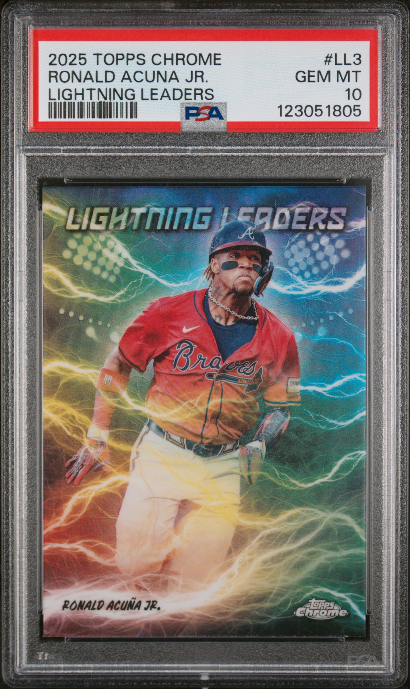 Ronald Acuna Jr. 2025 Topps Chrome Lightning Leaders