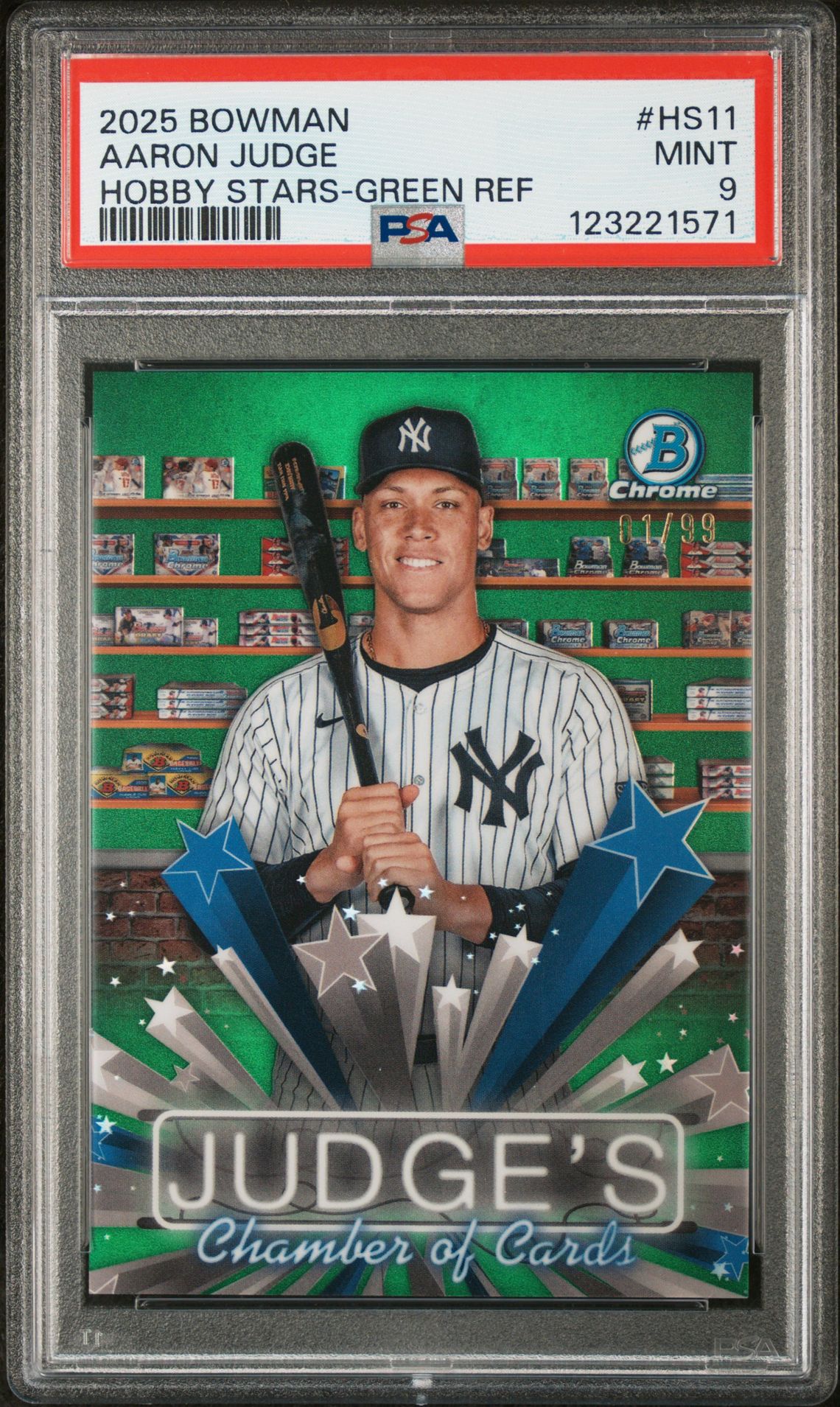 2025 Bowman BOWMAN HOBBY STARS HOBBY STARS-GREEN REF #HS11 Aaron Judge front