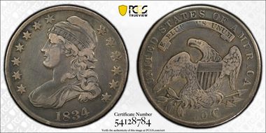 1834 50C Large Date, Small Letters N1