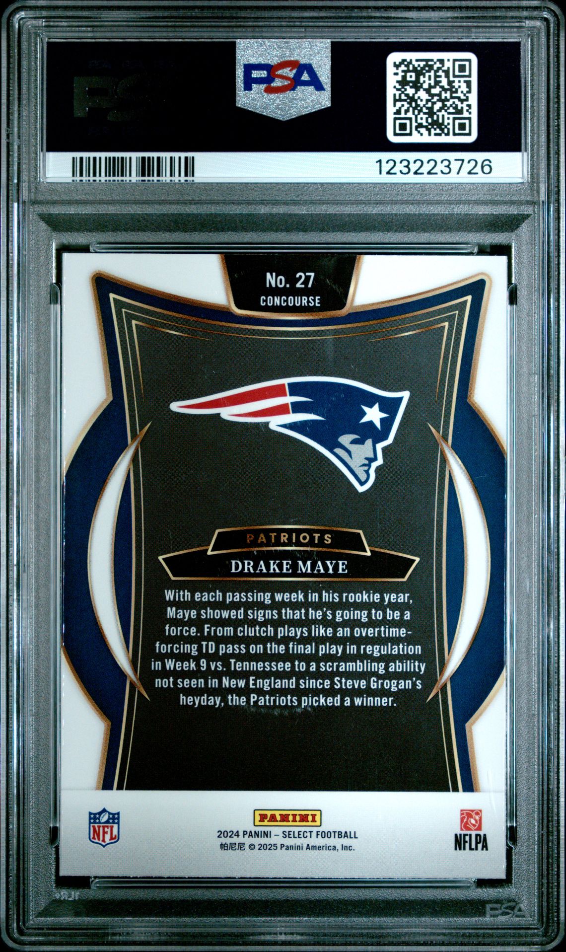 2024 Panini Select Drake Maye #27 Mint 9 back