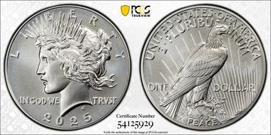 2025 $1 Peace Dollar MS70