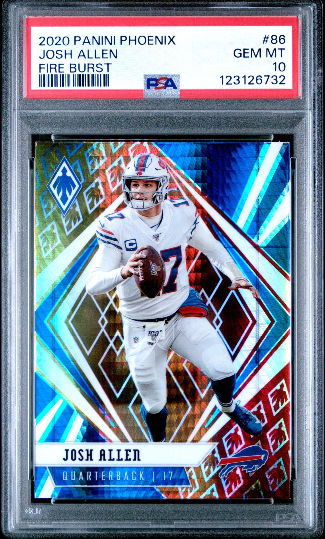 2020 Panini Phoenix Josh Allen #86 (Fire Burst) Gem Mt 10 front