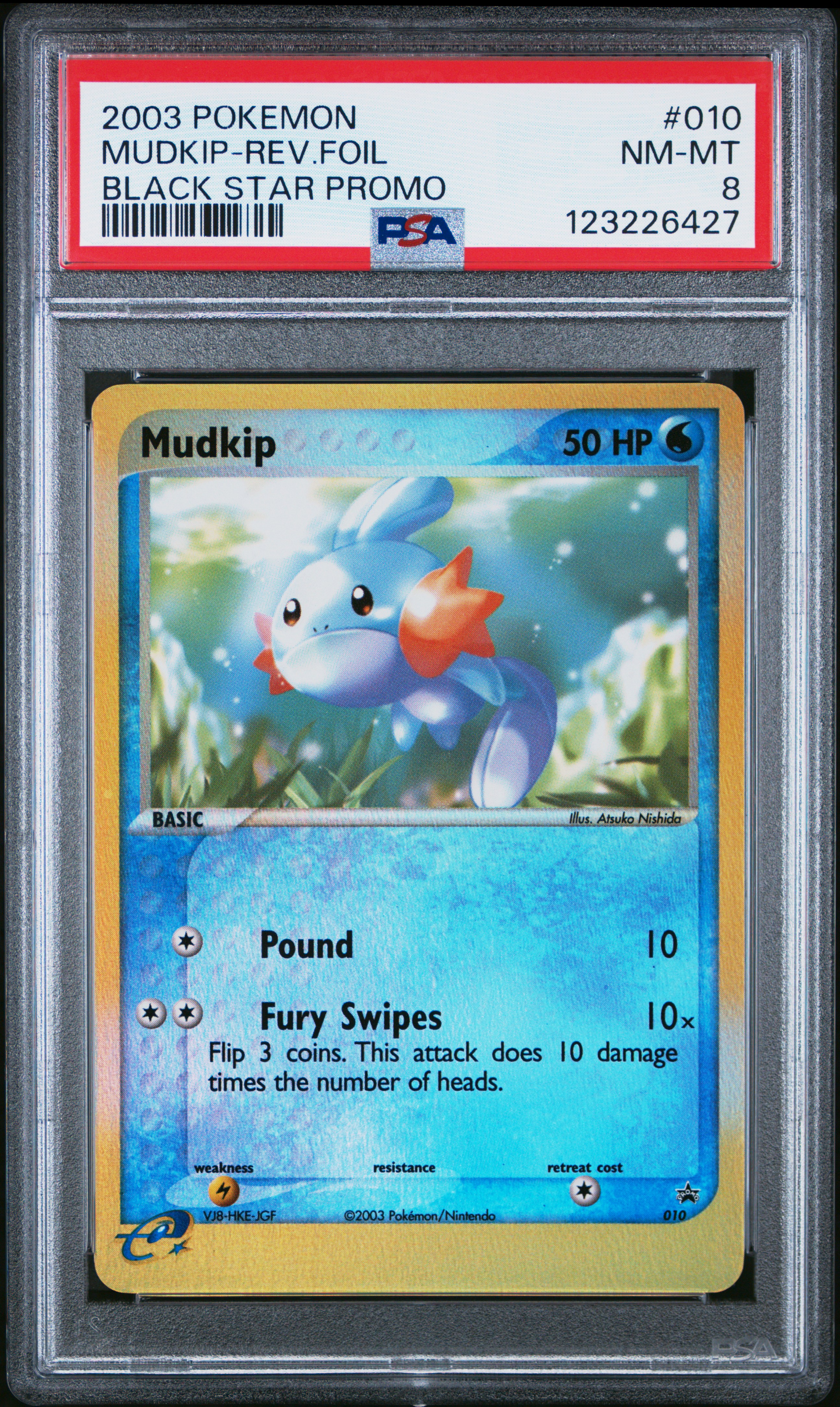 2003 #010 Mudkip-Reverse Foil PSA 8 Black Star Promo