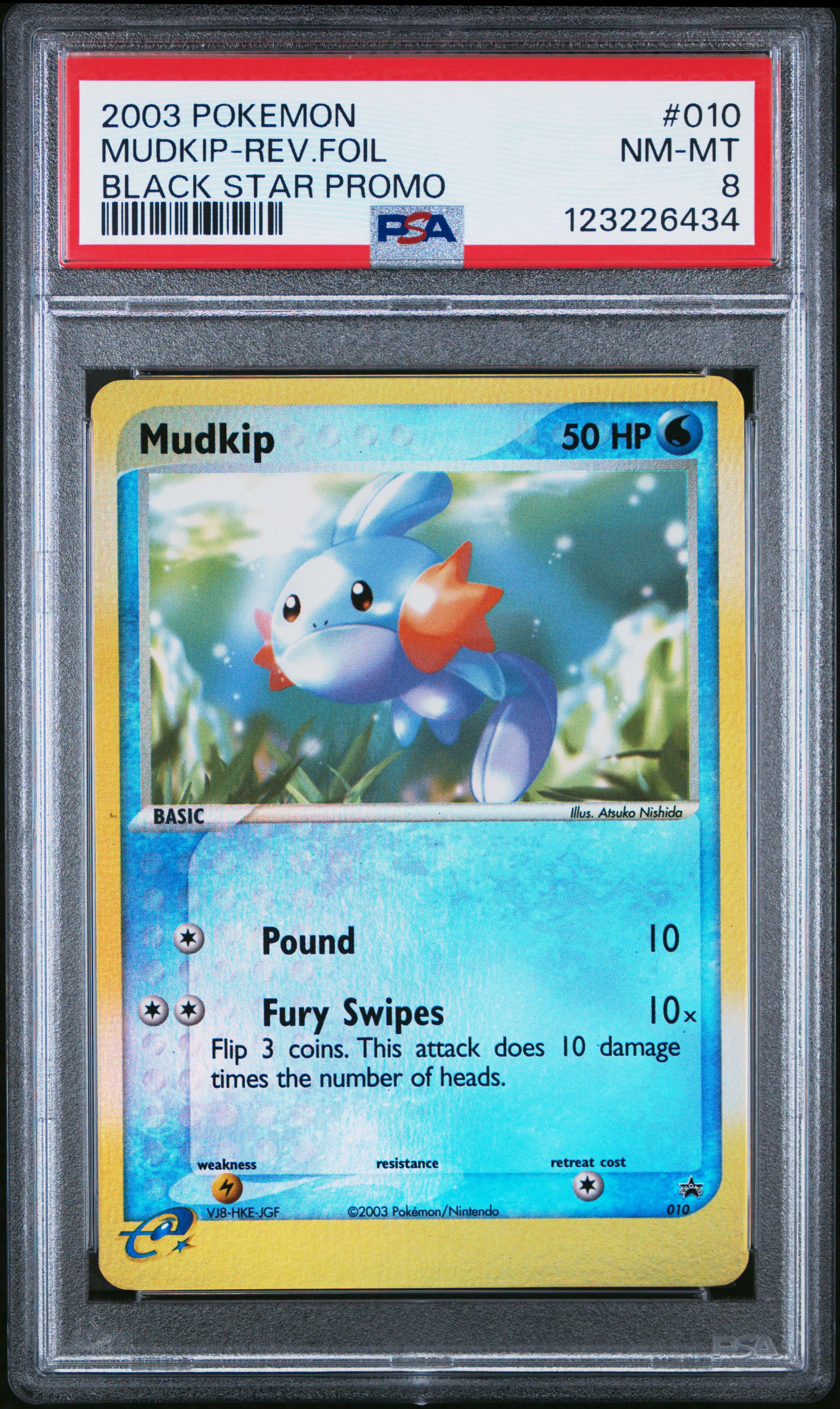 2003 #010 Mudkip-Reverse Foil PSA 8 Black Star Promo