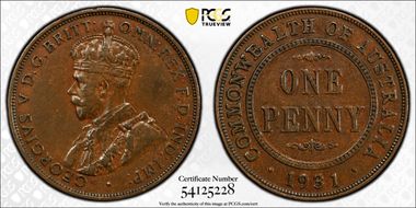 1931 (m) 1D English obverse Dropped 1 XF40BN