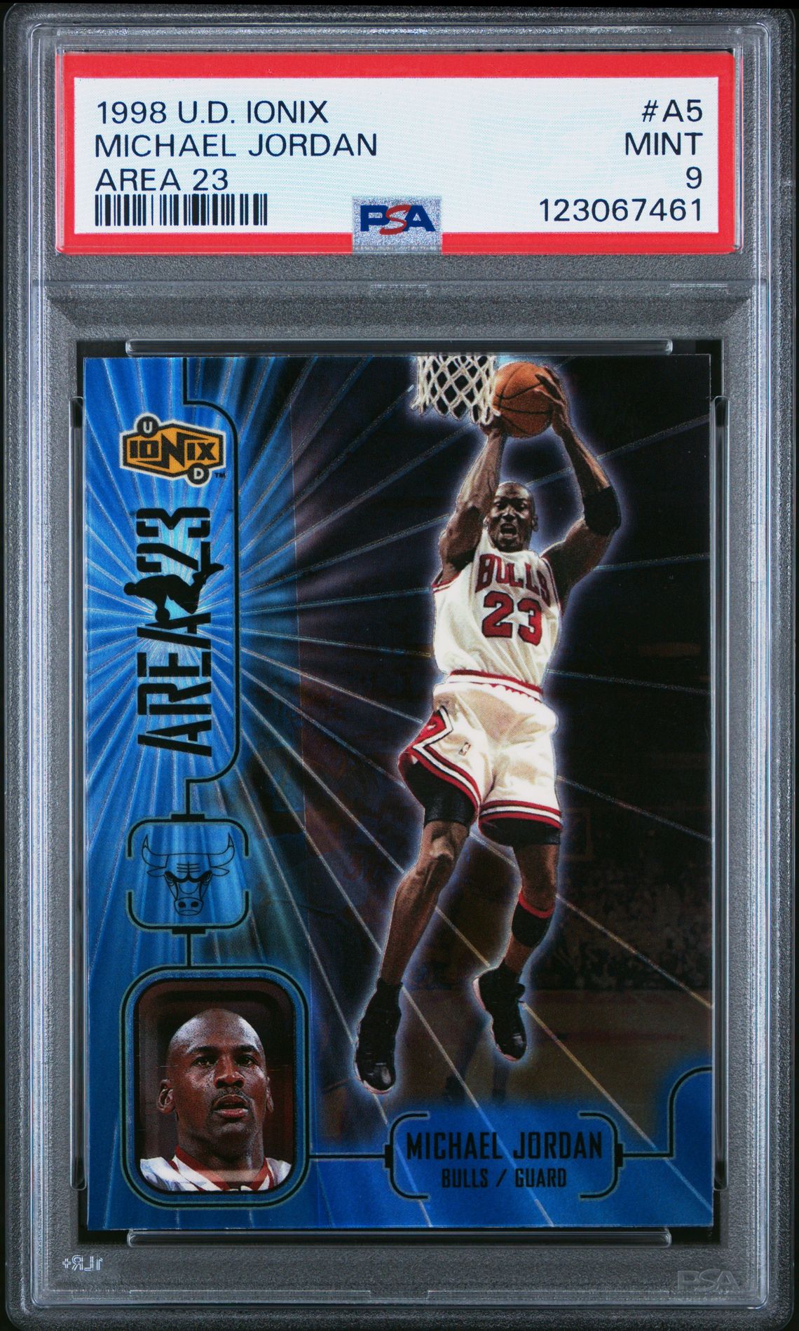 1998 Upper Deck Ionix Area 23 Michael Jordan #A5 (Area 23) Mint 9 front