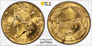 (1961) CSA 1C Bashlow Restrike, Brass MS68