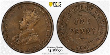 1920 //.  1D Dot below English obverse VF35BN