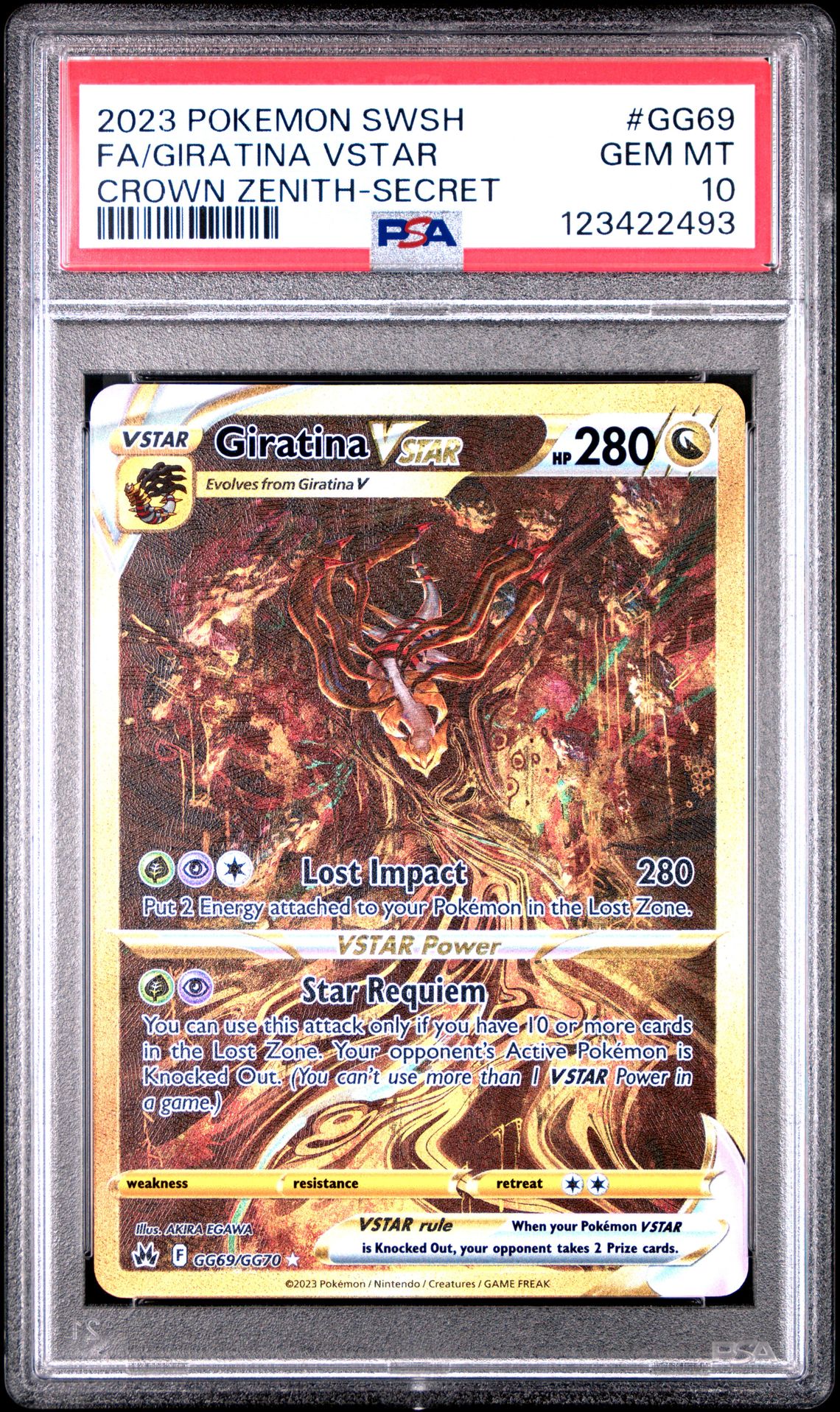 2023 Pokemon POKEMON SWORD AND SHIELD CROWN ZENITH CROWN ZENITH-SECRET #GG69 Fa/Giratina Vstar front