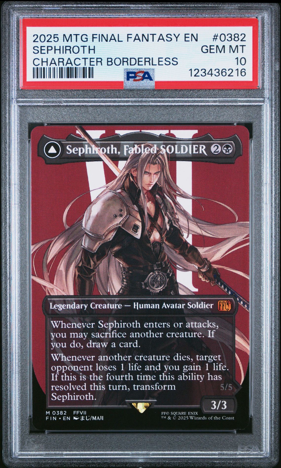 2025 MTG MAGIC THE GATHERING FINAL FANTASY CHARACTER BORDERLESS #0382 Sephiroth front