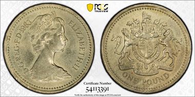 1983 £1 S-J1 Ensigns Armorial MS63