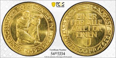 1939 B 100 Fr Luzern Haberling-23 MS63