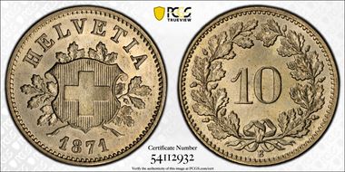 1871 B 10 Rap MS65