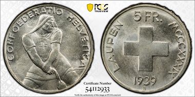 1939 B 5 Fr Laupen KM-42 Ag MS65