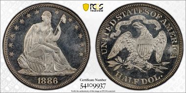 1886 50C MS65PL