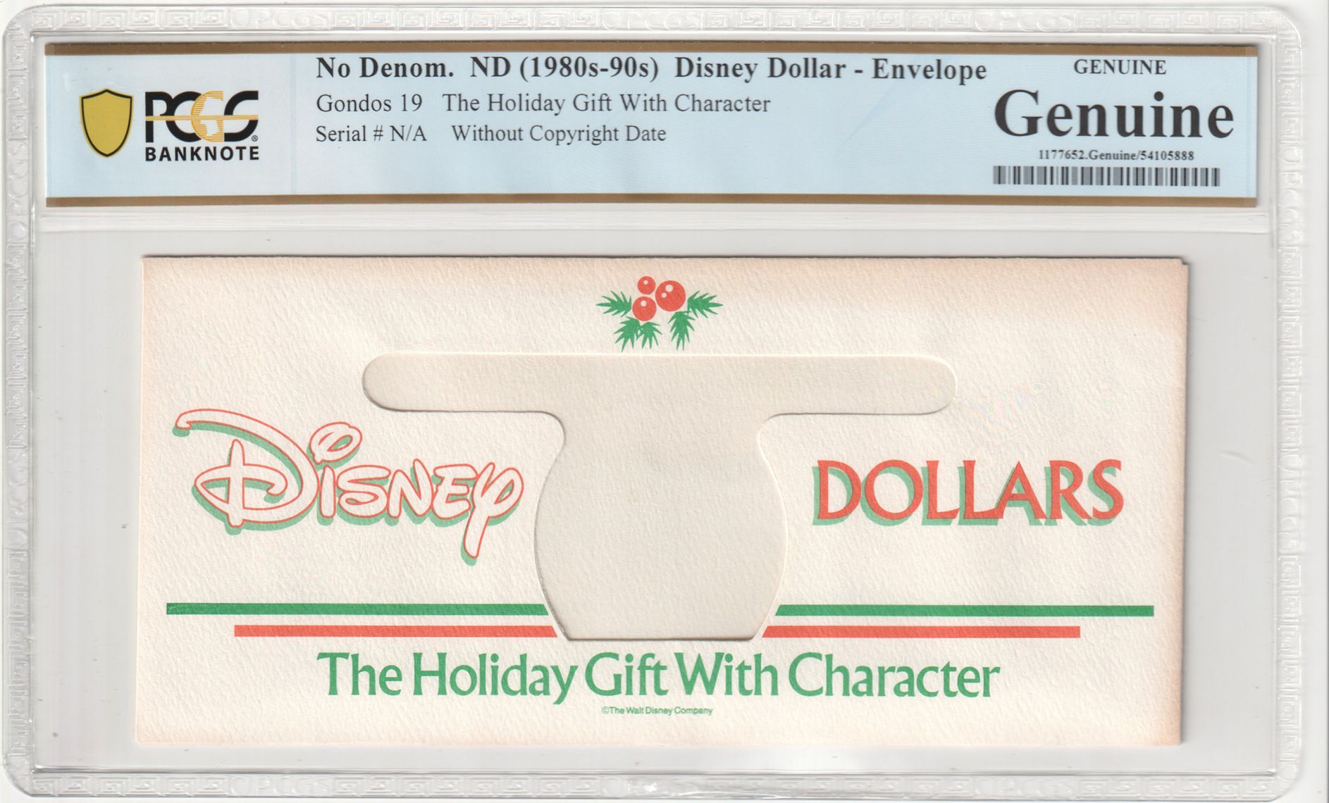 1980's-90's Gondos 19 Cover Disney Dollar Envelop/The Holiday Gift With Character, Without Copyright Date