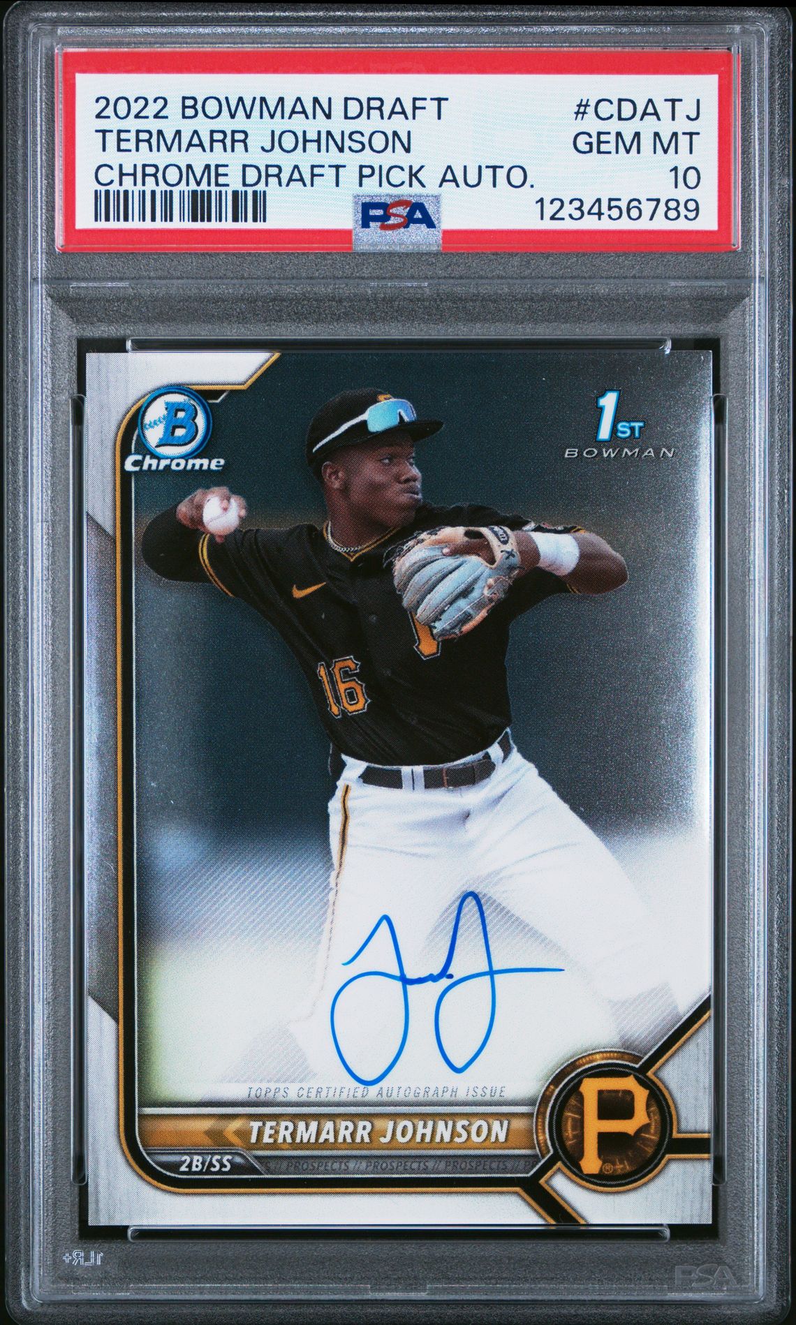 2022 Bowman Draft Chrome Draft Pick Autographs Termarr Johnson #Cdatj (Chrome Draft Pick Auto.) Gem Mt 10 front