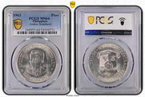 1963 Peso Andres Bonifacio KM-193  Ag MS64