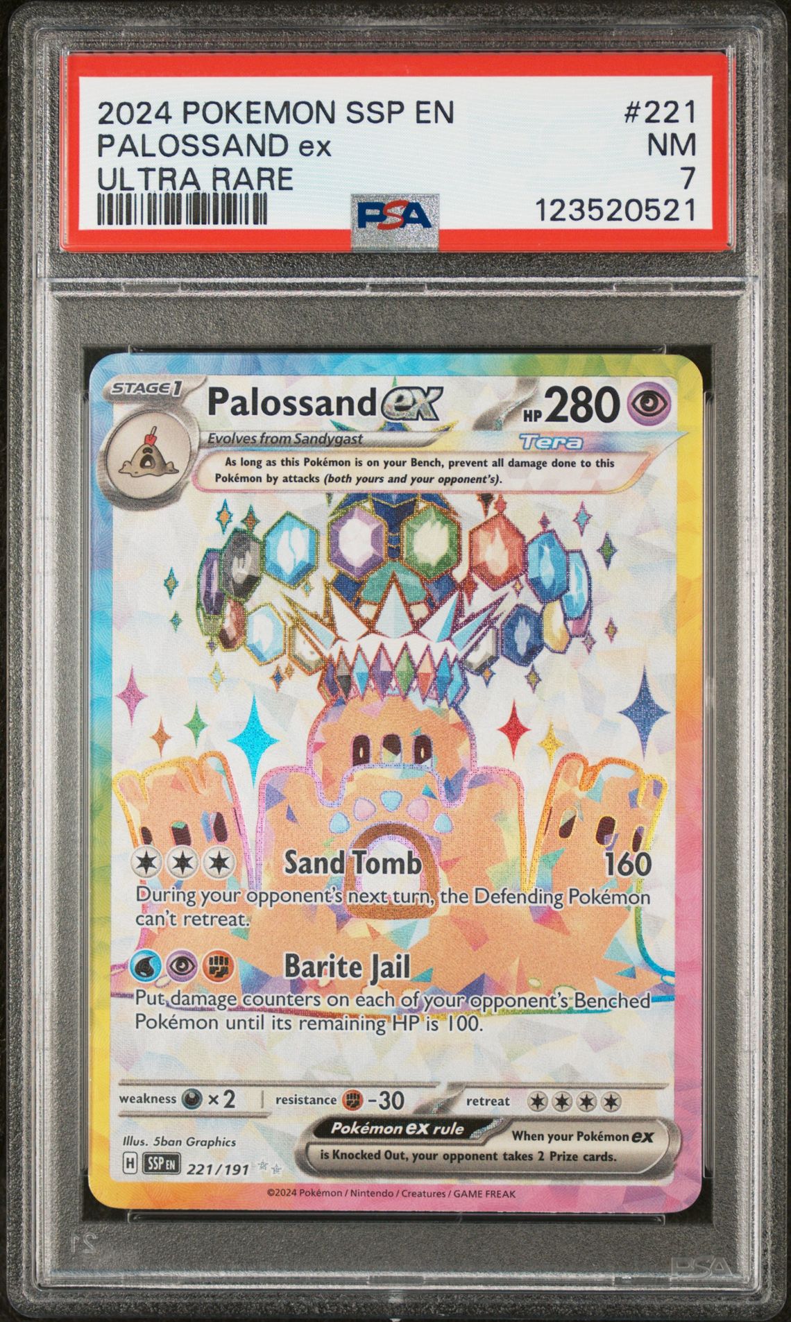 2024 Pokemon Ssp En-Surging Sparks Palossand Ex #221 (Ultra Rare) Nm 7 front