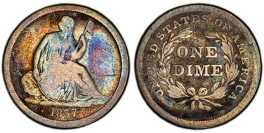 1837 10C Seated, Large Date G6