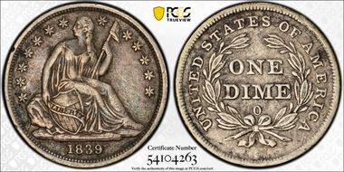 1839-O 10C No Drapery, F-106 VF35