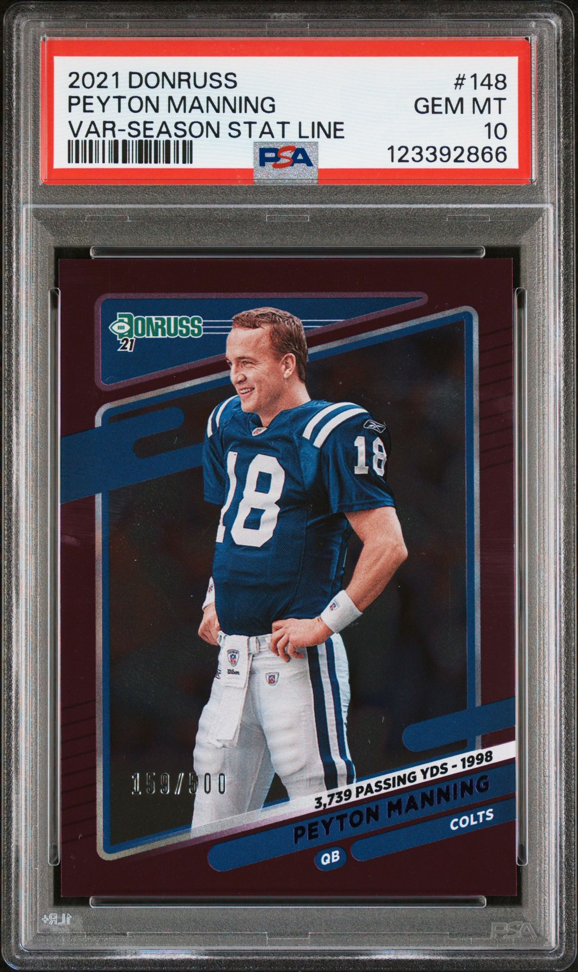 2021 Panini PANINI DONRUSS VAR-SEASON STAT LINE #148 Peyton Manning front