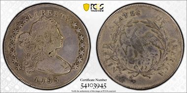 1795 $1 Draped Bust, Off-Center N1