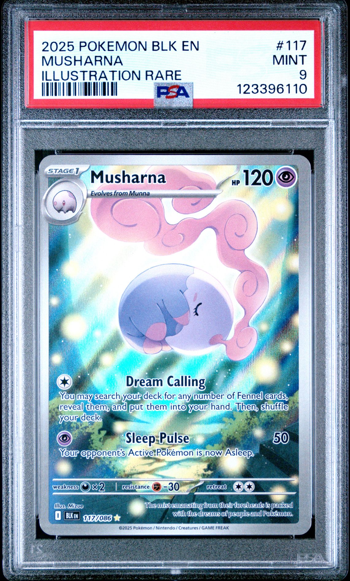 2025 Pokemon Blk En-Black Bolt Musharna #117 (Illustration Rare) Mint 9 front