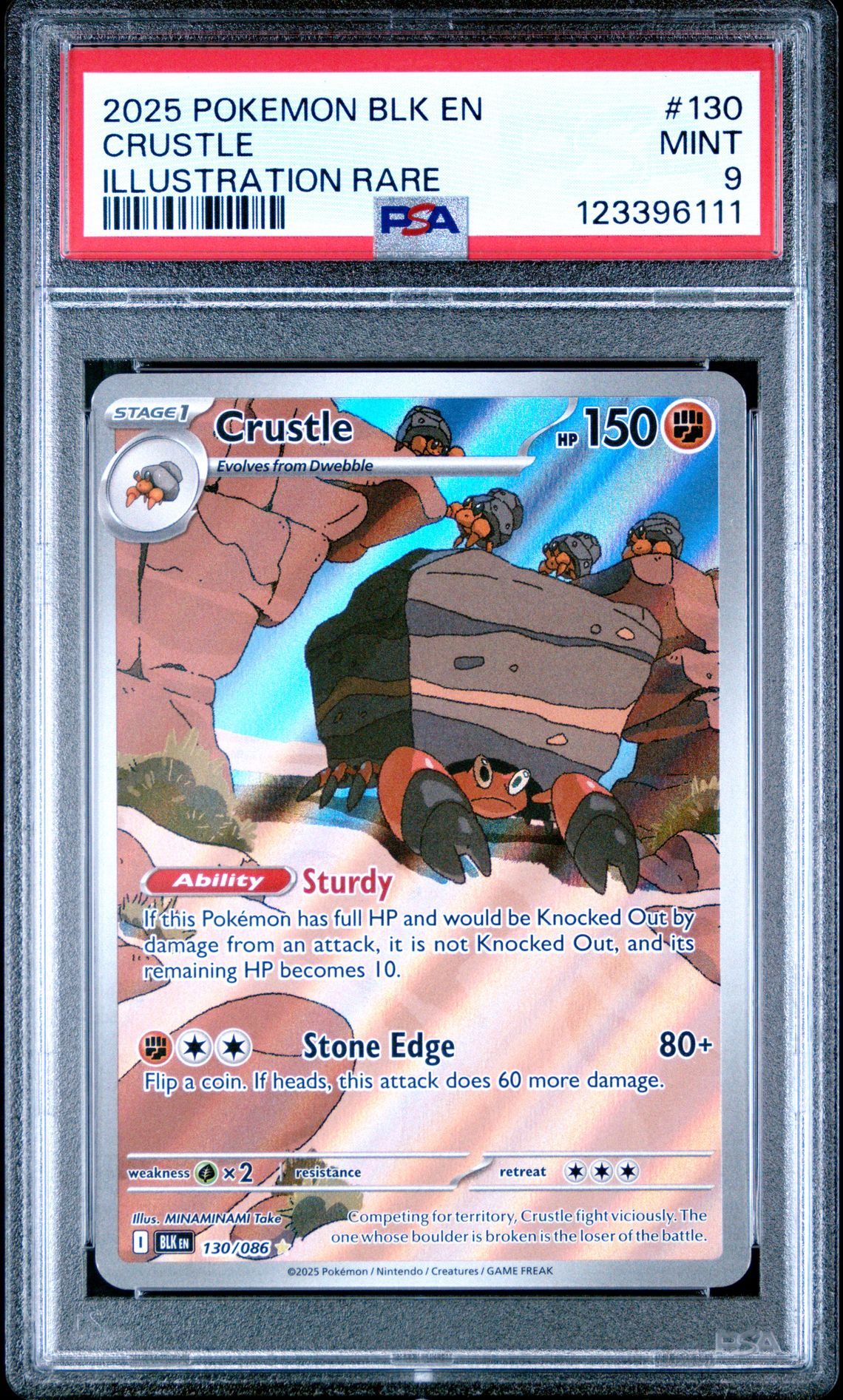 2025 Pokemon Blk En-Black Bolt Crustle #130 (Illustration Rare) Mint 9 front