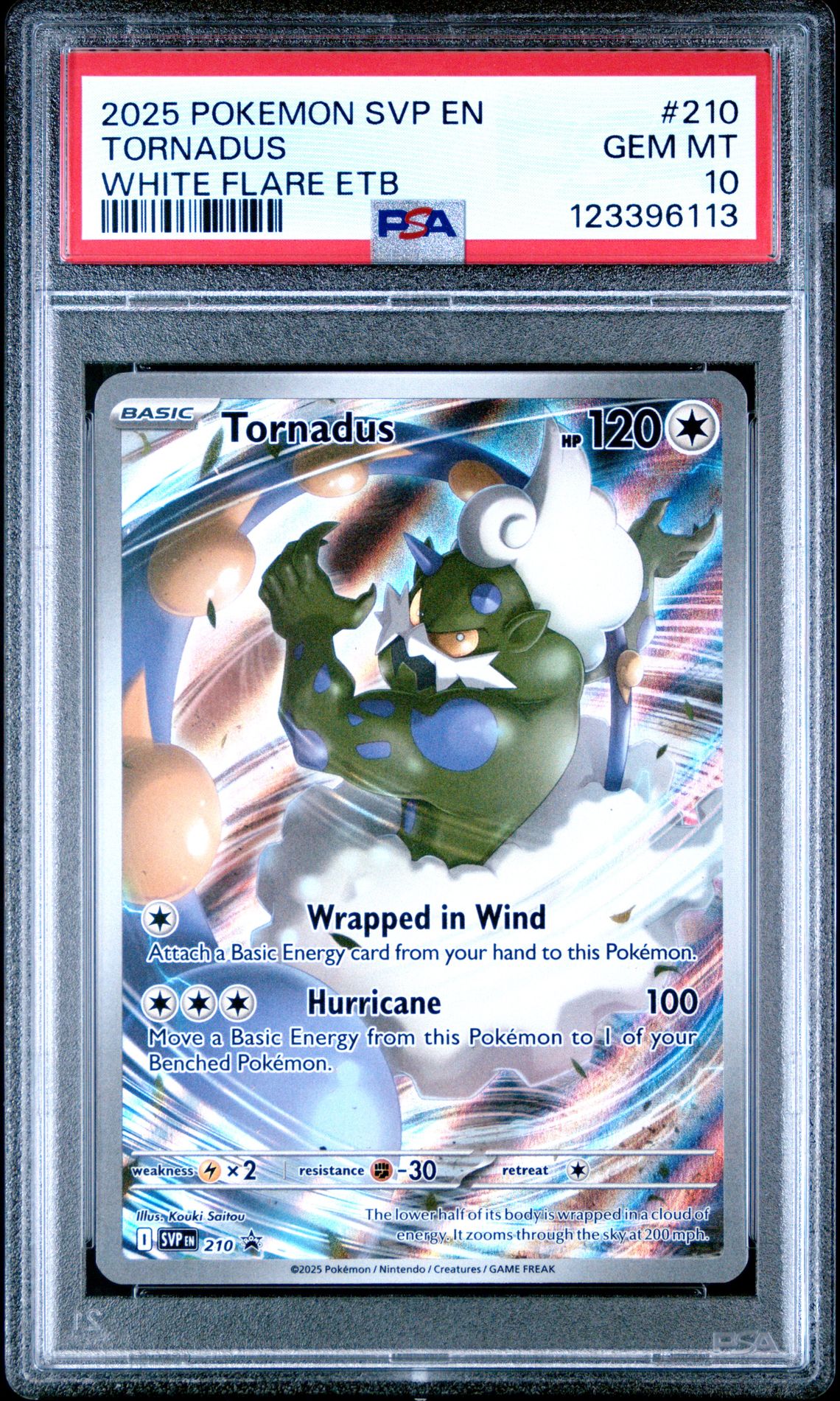 2025 Pokemon Svp En-Sv Black Star Promo Tornadus #210 (White Flare Etb) Gem Mt 10 front