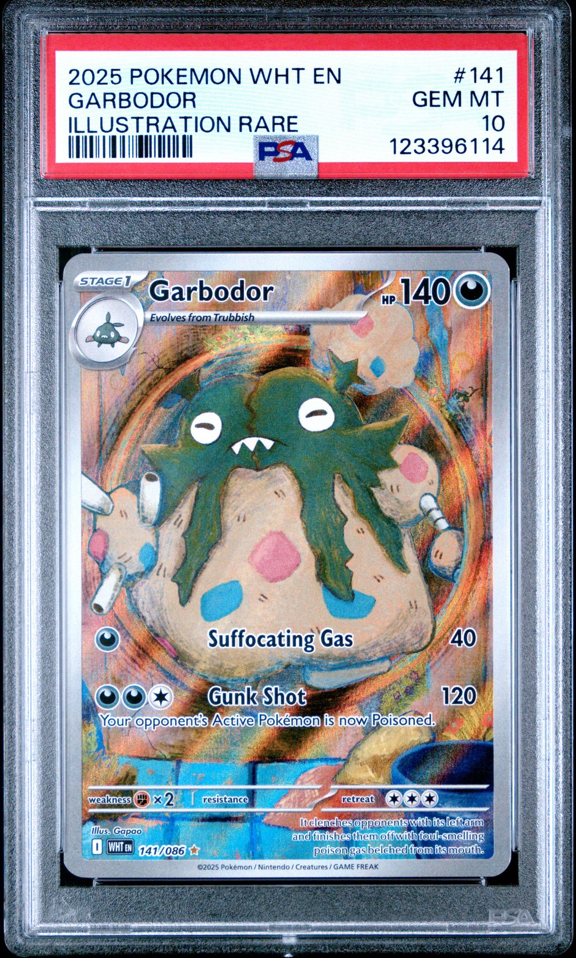 2025 Pokemon Wht En-White Flare Garbodor #141 (Illustration Rare) Gem Mt 10 front