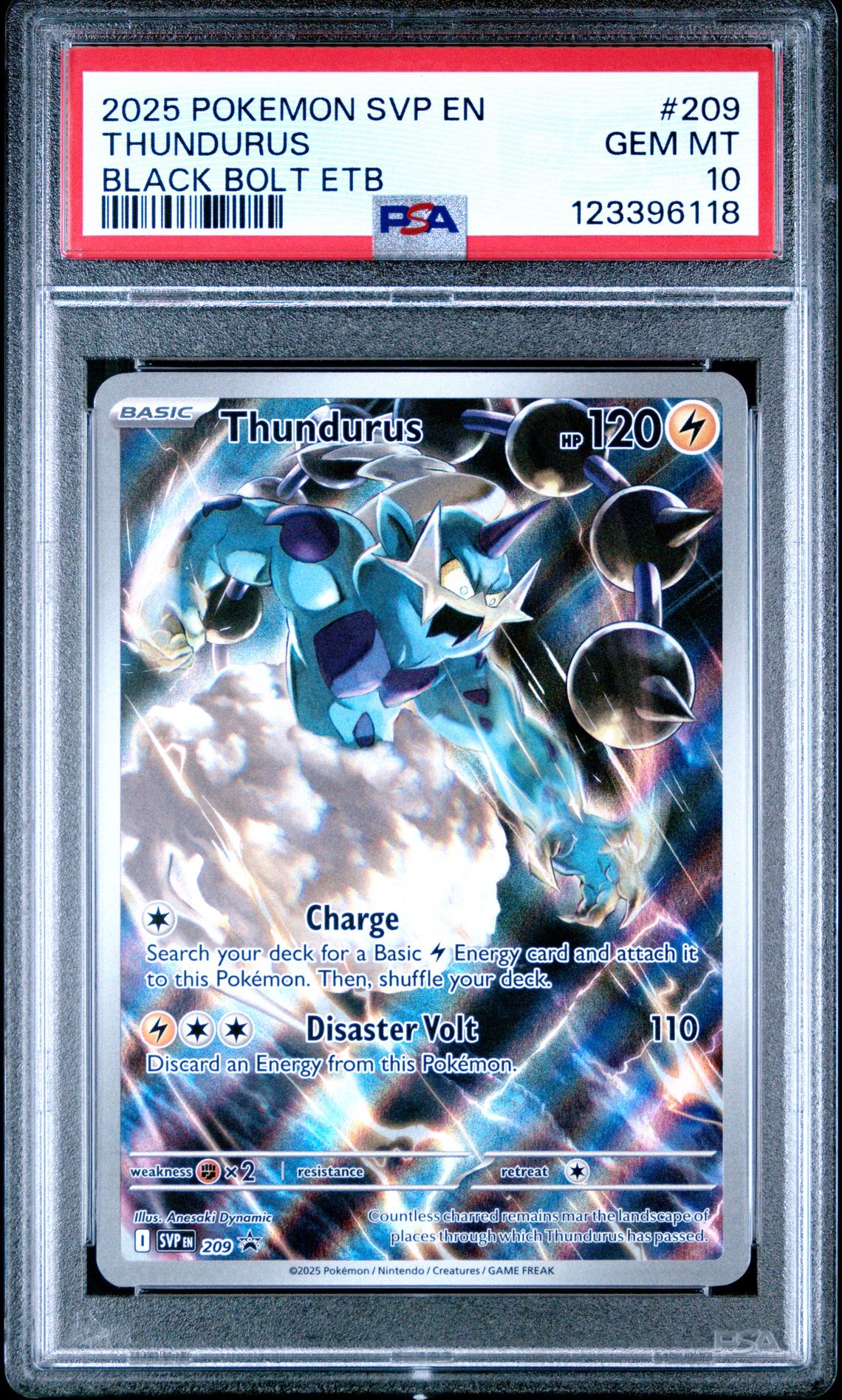 2025 Pokemon Svp En-Sv Black Star Promo Thundurus #209 (Black Bolt Etb) Gem Mt 10 front