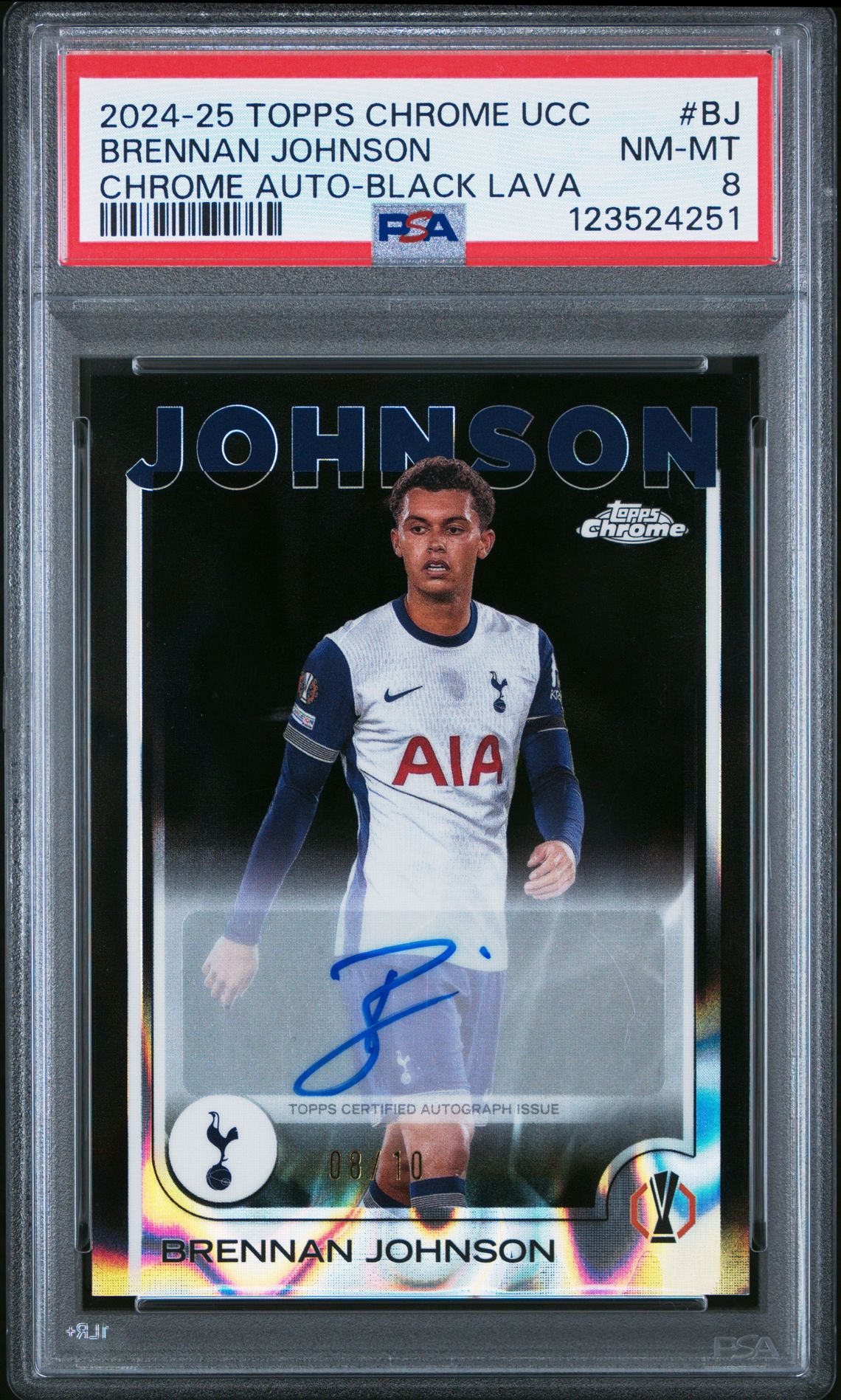 2024-25 Topps Chrome Uefa Club Competitions Chrome Autographs Brennan Johnson #Bj (Chrome Auto-Black Lava) Nm-Mt 8 front