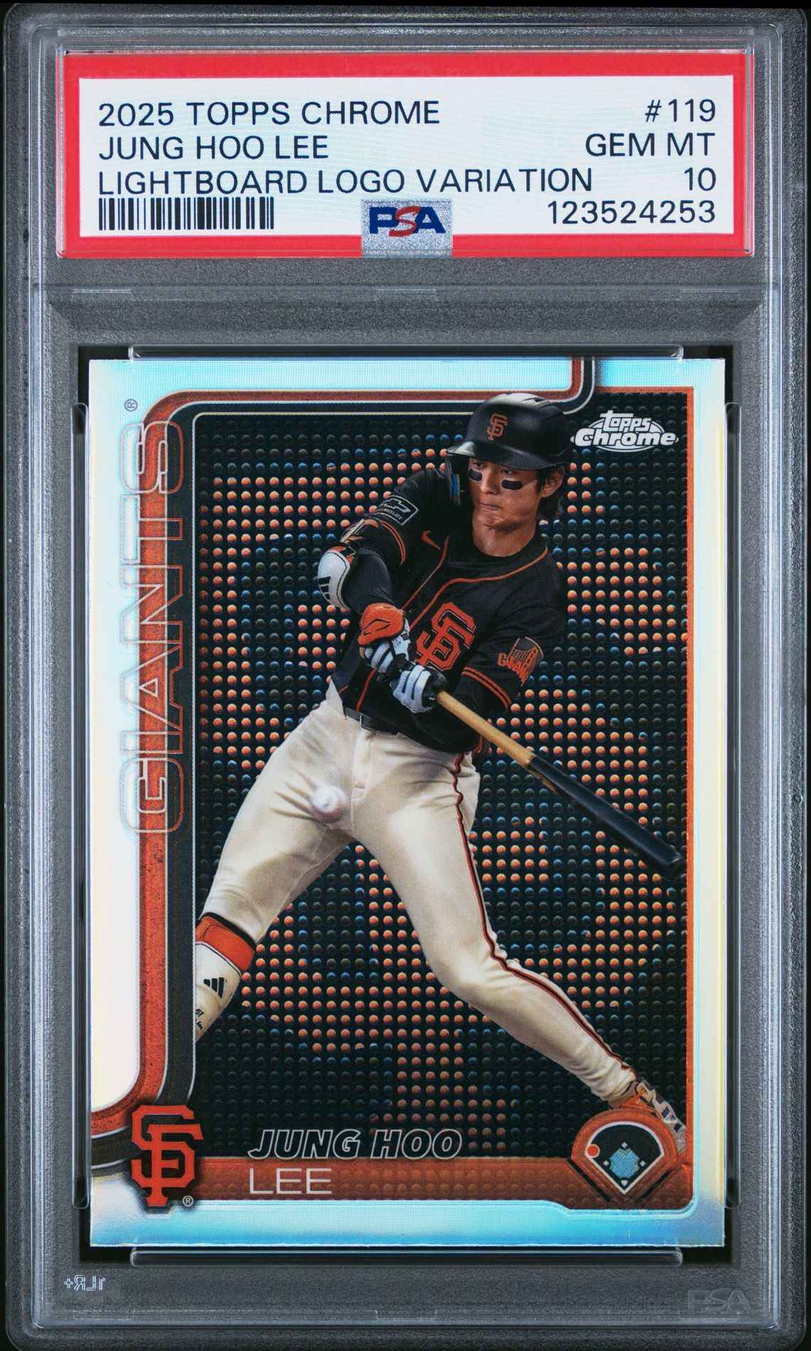 2025 Topps Chrome Jung Hoo Lee #119 (Lightboard Logo Variation) Gem Mt 10 front